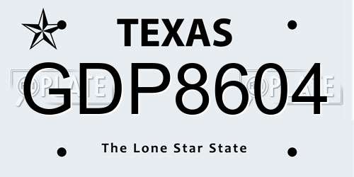 GDP8604 Texas License Plate