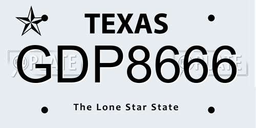 GDP8666 Texas License Plate