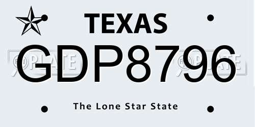 GDP8796 Texas License Plate