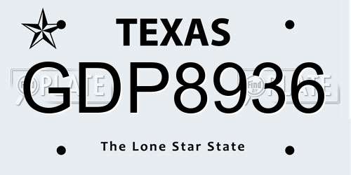 GDP8936 Texas License Plate