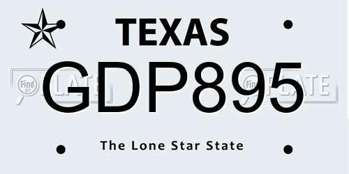 GDP895 Texas License Plate