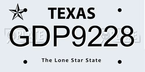 GDP9228 Texas License Plate