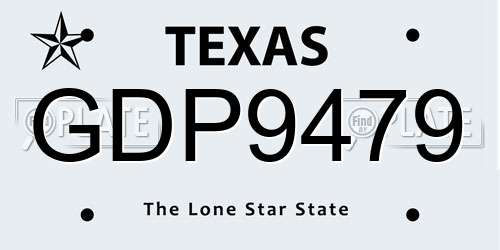 GDP9479 Texas License Plate
