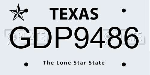 GDP9486 Texas License Plate