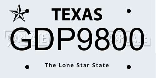 GDP9800 Texas License Plate