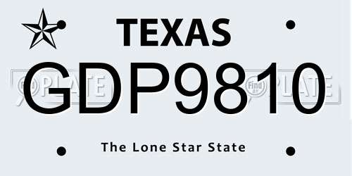 GDP9810 Texas License Plate