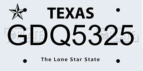 GDQ5325 Texas License Plate