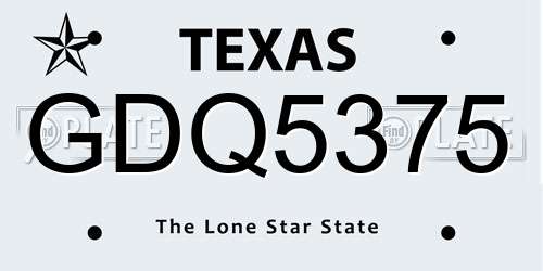 GDQ5375 Texas License Plate