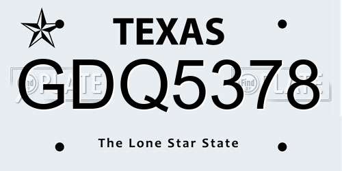 GDQ5378 Texas License Plate