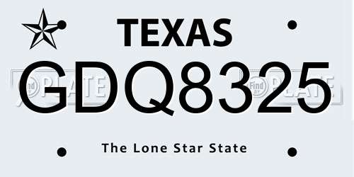 GDQ8325 Texas License Plate
