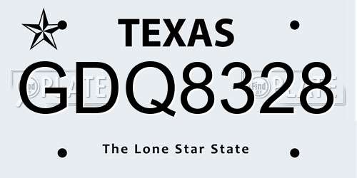 GDQ8328 Texas License Plate