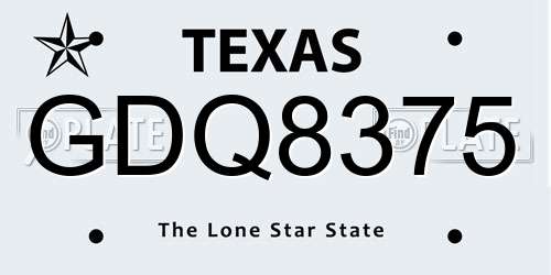 GDQ8375 Texas License Plate