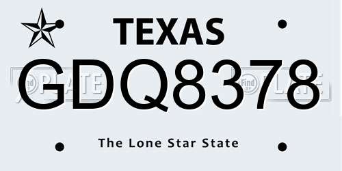 GDQ8378 Texas License Plate