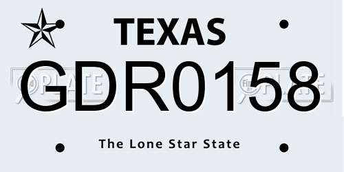 GDR0158 Texas License Plate