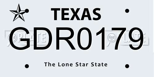 GDR0179 Texas License Plate