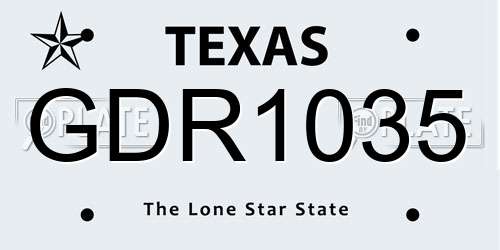 GDR1035 Texas License Plate