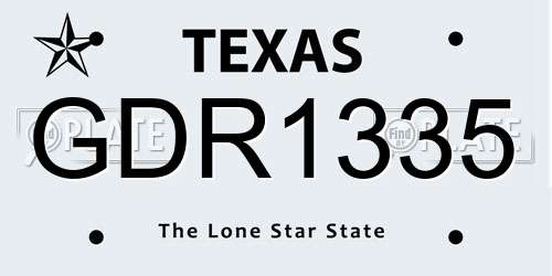 GDR1335 Texas License Plate