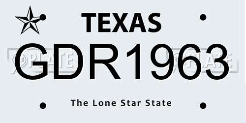 GDR1963 Texas License Plate