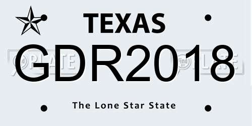 GDR2018 Texas License Plate