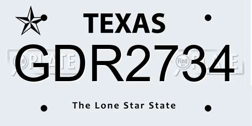 GDR2734 Texas License Plate