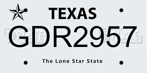 GDR2957 Texas License Plate
