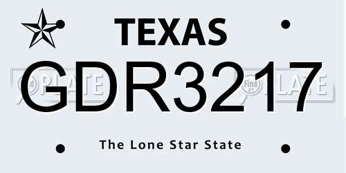 GDR3217 Texas License Plate
