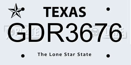 GDR3676 Texas License Plate