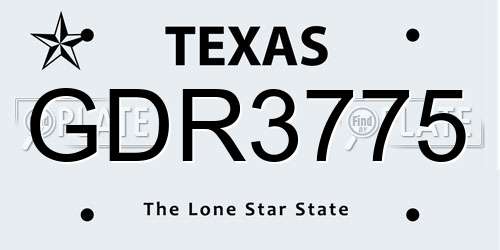 GDR3775 Texas License Plate