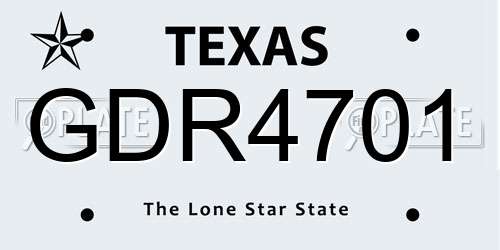 GDR4701 Texas License Plate
