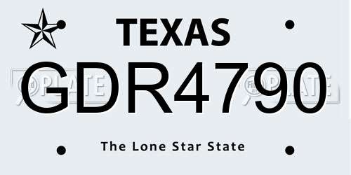 GDR4790 Texas License Plate