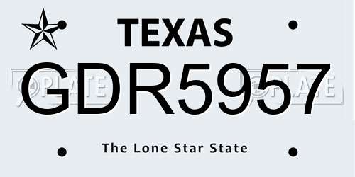 GDR5957 Texas License Plate