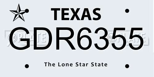 GDR6355 Texas License Plate