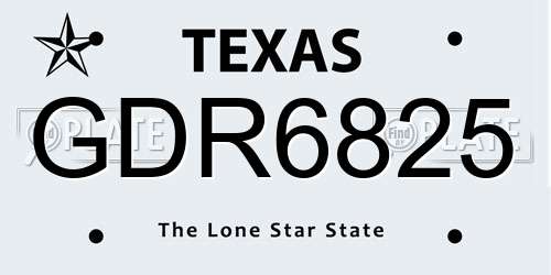 GDR6825 Texas License Plate
