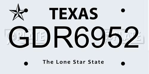 GDR6952 Texas License Plate