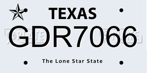 GDR7066 Texas License Plate