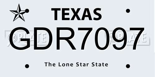 GDR7097 Texas License Plate