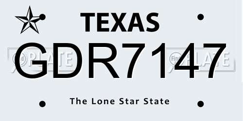 GDR7147 Texas License Plate