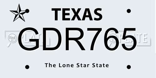 GDR765 Texas License Plate