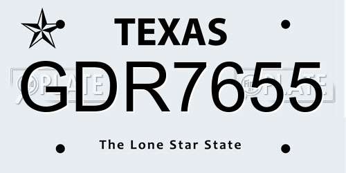 GDR7655 Texas License Plate