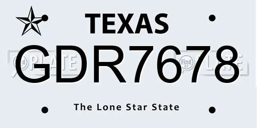GDR7678 Texas License Plate
