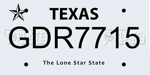 GDR7715 Texas License Plate
