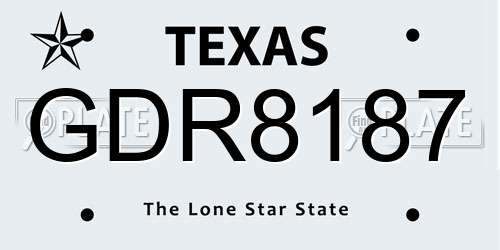 GDR8187 Texas License Plate