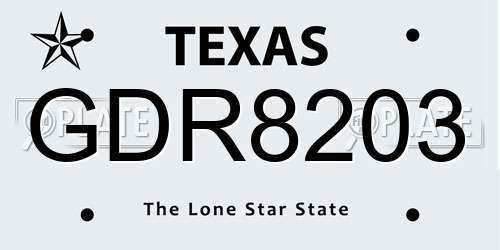 GDR8203 Texas License Plate