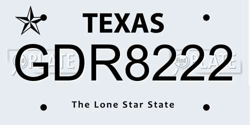 GDR8222 Texas License Plate