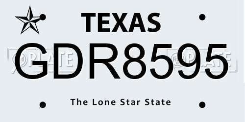 GDR8595 Texas License Plate