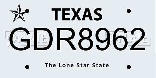 GDR8962 Texas License Plate