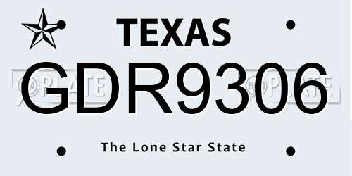 GDR9306 Texas License Plate