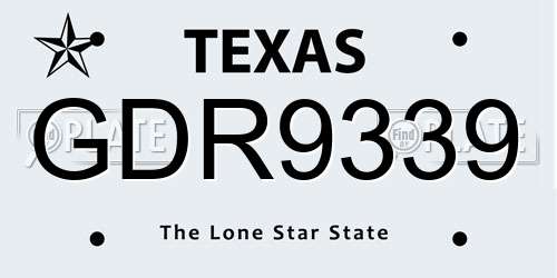 GDR9339 Texas License Plate