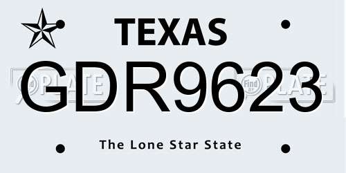 GDR9623 Texas License Plate