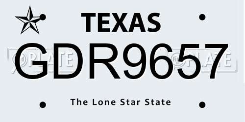 GDR9657 Texas License Plate